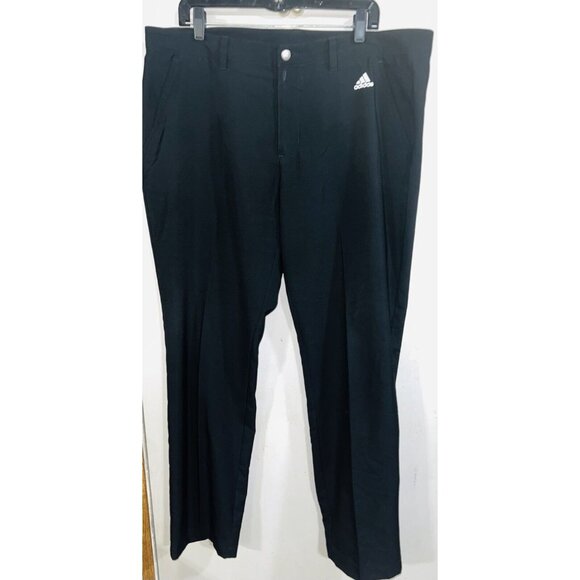 Adidas Golf Pants Black Polyester Size 38 X 32 Mens Lightweight Pockets Athletic - Picture 1 of 4